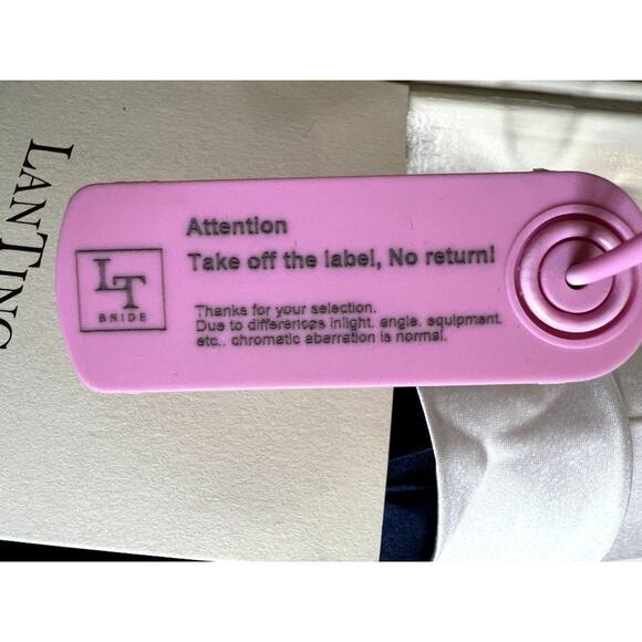 NWT LT LanTing Bride Dress Gown Dark Navy Blue Pearl White Women's Size 10 Faux - Picture 9 of 10